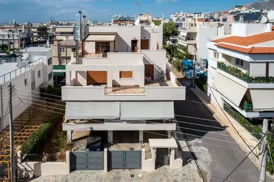 an aerial view of a building in a city at Leo - Unique Glyfada Apartment in Athens