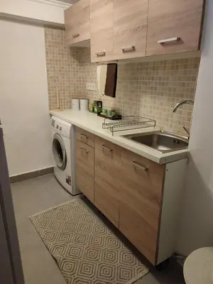 a kitchen with a sink and a washing machine at Kolonaki Elegant apartment in Athens