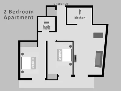 a block diagram of a bedroom apartment at Modern Downtown Flat near the Acropolis by UPSTREET in Athens