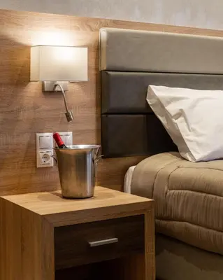a room with a bed and a bucket on a table at Xenophon Hotel in Athens