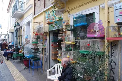 a man sitting in a chair in front of a building at Acropolis View Apartment in Central Athens! SQ1 in Athens