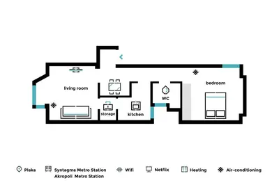 a floor plan of a house at Chic and Cosy Flat in Plaka by UPSTREET in Athens