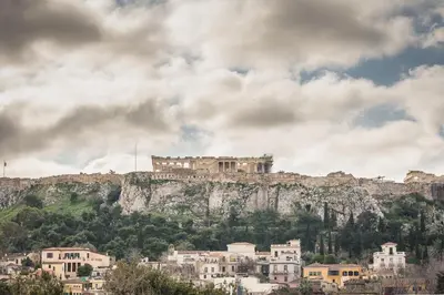 a castle perched on top of a mountain at Breathtaking View Studio! in Athens