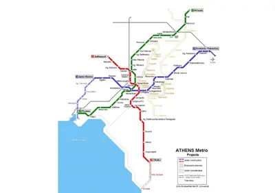 a map of the los angeles metro map at Sweet stone apartment in Imittos in Athens