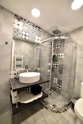 a bathroom with a sink and a shower at Central Athens Studios in Athens
