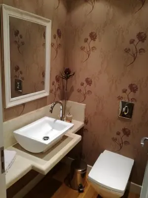 a bathroom with a sink and a toilet at Endless Blue in Anavissos