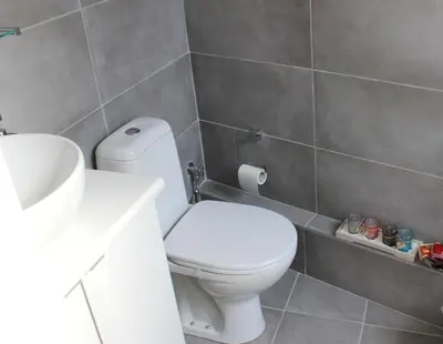 a bathroom with a white toilet and a sink at Adrianou 150 in Athens