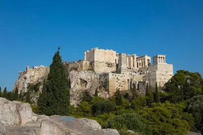 a castle sitting on top of a mountain at Your home @Acropolis Museum in Athens