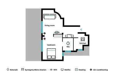 a floor plan of a house at Classy Luminous 1BD Apartment in Kolonaki by UPSTREET in Athens