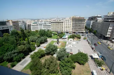 an aerial view of a park in a city at Athens Center Panoramic Flats in Athens
