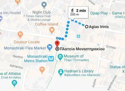 a close up of a map of a city at Acropolis Monastiraki Newly Renovated Apartment in Athens