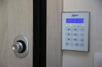 a close up of a door with a control panel at Flat in Monastiraki with stunning view of Acropolis in Athens