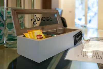 a box sitting on top of a table at TONI'S 2BD Modern flat in Koukaki near Acropoli in Athens