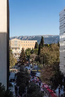 a view of a city street with a building at Syntagma Spotlight Residence in Athens
