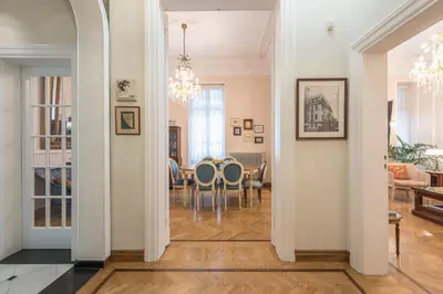 a dining room with a table and chairs at The Rare Luxury Gem in Kolonaki Sq - near Syntagma in Athens