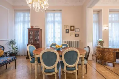a dining room with a table and chairs at The Rare Luxury Gem in Kolonaki Sq - near Syntagma in Athens
