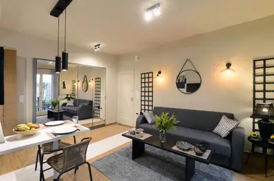a living room with a couch and a table at Amazing apartment in Kolonaki in Athens