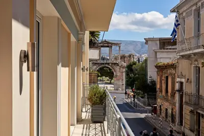 a view of a city street from a building at Ava Hotel and Suites in Athens