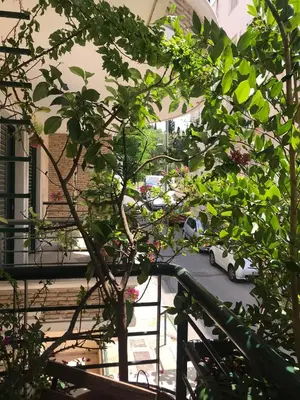 a view of a street with cars parked in a parking lot at Mets Area, Hip, Tasteful & Ultra Convenient Studio for 2 in Athens