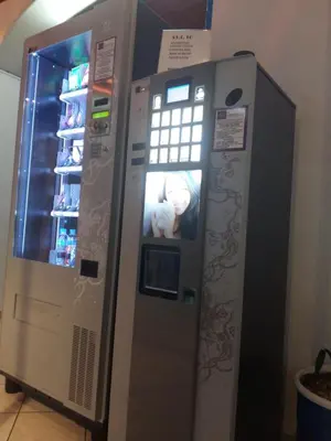 a refrigerator with a picture of a girl on it at Sparta Team Hotel in Athens