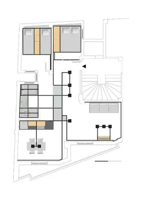 a floor plan of a house at Semedaki, design in the centre of history in Athens