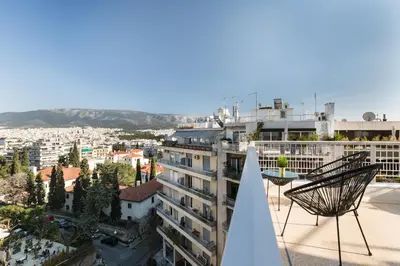 a view of a city from a building at Elegant Luminous 3BD apartment in Kolonaki by UPSTREET in Athens