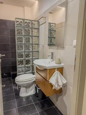 a bathroom with a toilet and a sink at AS Monastiraki Apartment 1B in Athens