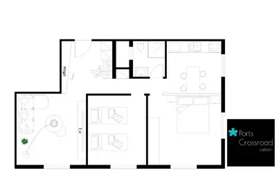 a black and white floor plan of a house at Ports Crossroad C in Piraeus