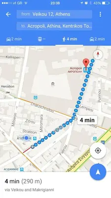 a screenshot of a google maps page with a map at Your stay next to Acropolis! in Athens