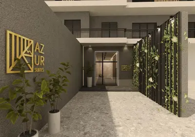 a rendering of the entrance to a building with plants at Azur Suites in Athens