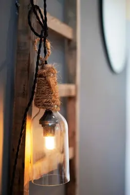 a glass jar with a light inside of it at Modern 2bed 2bath loft in Acropolis area in Athens