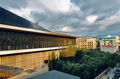 a view of a building in a city at Peripatos apartment in Athens