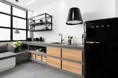 a kitchen with a sink and a refrigerator at La Maison Athenes in Athens
