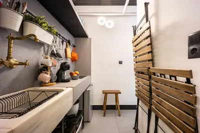 a kitchen with a sink and a counter at Well Designed 1BR in Prime Kolonaki in Athens