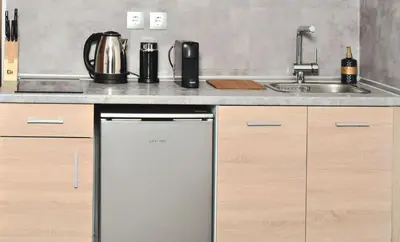 a kitchen with a stainless steel dishwasher next to a sink at BEAUTIFUL PEOPLE SUITES ATHENS ACROPOLIS VIEW in Athens