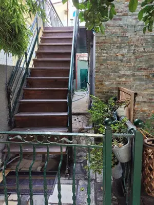 a set of stairs in a building with potted plants at Near AirportAnd metropolitan Penelopi Cozy Home in Artemida