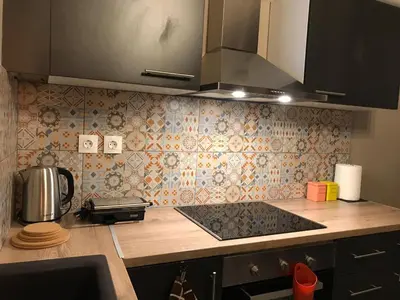 a kitchen with a sink and a counter top at Kanigos 3 BR VIEW Center of Athens in Athens