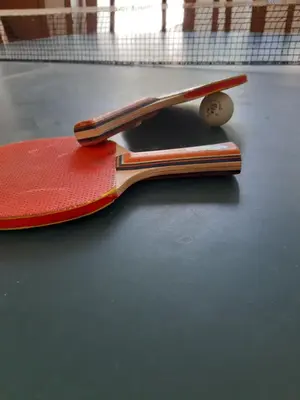 a skateboard sitting on top of a table at Kalliopi's apartment in Athens
