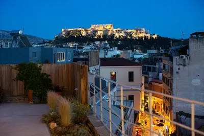 a view of the acropolis from the roof of a building at Impressive Apartment with Amazing Views - MK1 in Athens