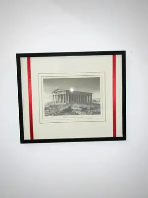 a framed picture of a building on a wall at CosmosDome. Best view in the heart of Athens! in Athens