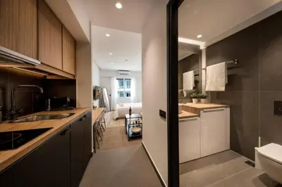 a kitchen with a sink and a toilet in a room at Downtown Syntagma apartment 1 in Athens