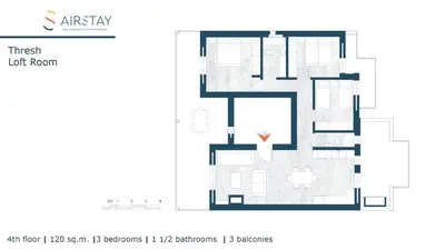a floor plan of the first floor of a house at Thresh Apartments Airport by Airstay in Spáta
