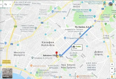a map of the city at 133 Sokratous, Black marble. in Athens