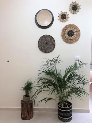 a room with plants and plates on the wall at Bohem Apartment near Athens Airport in Spáta