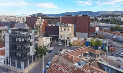 an aerial view of a city with buildings at Ma Maison No3 Downtown Loft,320Mbps,Acropolis Walk in Athens