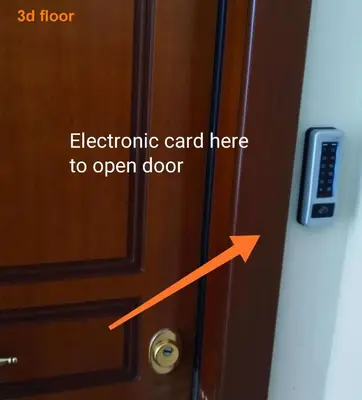 an open door with an electronic card here to open door at Vasilis Thissio Petralona 3d floor 55sqm in Athens