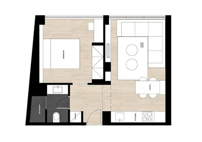 a drawing of a floor plan of a house at ATHENSIS Apartments in Central Athens in Athens