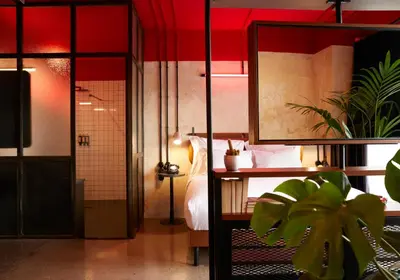 a bedroom with a bed and a red ceiling at Max Brown Hotel Downtown Part of Sircle Collection Formally known as Dave Red in Athens