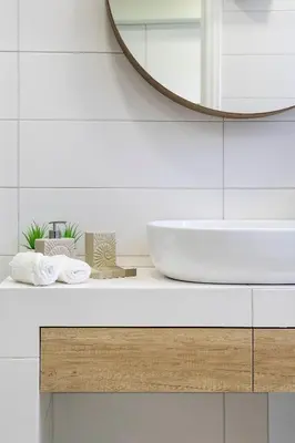 a bathroom with a sink and a mirror at 1 BR Apt In Petralona 15 Minutes From Acropolis in Athens