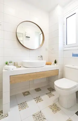 a white bathroom with a sink and a mirror at 1 BR Apt In Petralona 15 Minutes From Acropolis in Athens